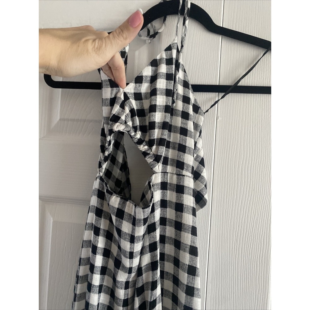 ZARA Women's XS VICI Gingham Halter Tie Open Back Jumpsuit Spring Brunch Coastal - Picture 3 of 8